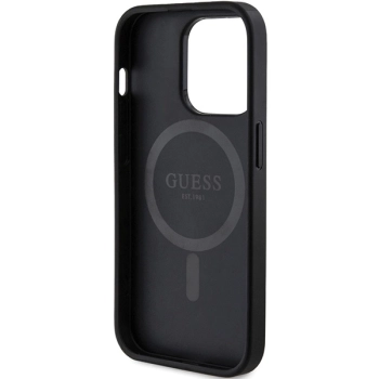 Etui Guess 4G Collection Leather Metal Logo MagSafe na iPhone 14 Pro Max - czarne