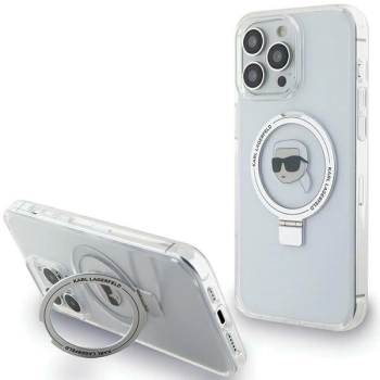 Etui Karl Lagerfeld Ring Stand Karl Head MagSafe do iPhone 15 Pro Max - białe