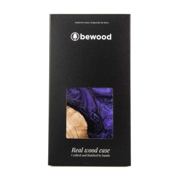 Etui z drewna i żywicy na iPhone 15 Plus MagSafe Bewood Unique Violet - fioletowo-czarne