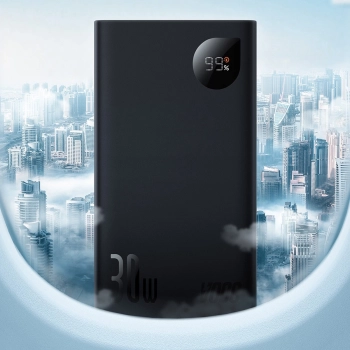 Baseus Adaman2 powerbank z wyświetlaczem cyfrowym 20000mAh 30W 2 x USB / 1x USB Typ C Power Delivery Quick Charge SCP, Oppo Super VOOC czarny (PPAD050