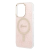 Etui Guess 4G Print MagSafe na iPhone 14 Pro + ładowarka indukcyjna - różowe