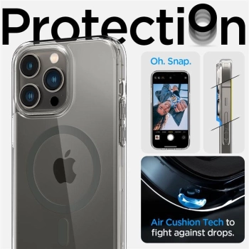 Etui Spigen Ultra Hybrid Mag z MagSafe na iPhone 14 Pro - przezroczysto-grafitowe
