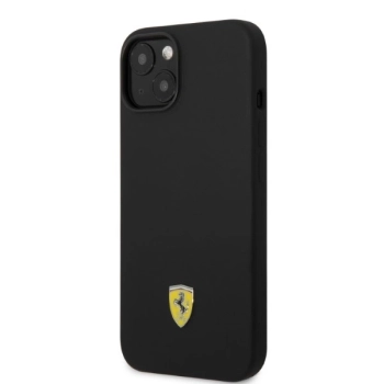 Etui Ferrari Silicone Metal Logo Magsafe na iPhone 14 - czarne