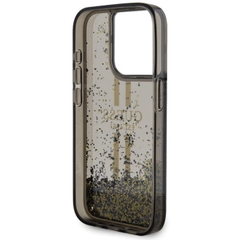 Etui Guess Liquid Glitter Gold Stripes na iPhone 15 Pro Max - czarne