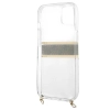 Etui Guess 4G Brown Strap Gold Chain na iPhone 13 - przezroczyste