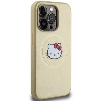 Etui Hello Kitty Leather Kitty Head MagSafe na iPhone 13 Pro Max - złote