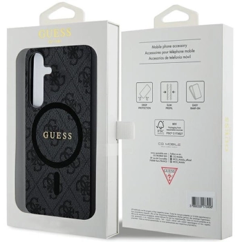 Etui Guess 4G Collection Leather Metal Logo MagSafe na Samsung Galaxy S24+ - czarne