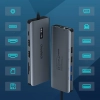 Choetech HUB wielofunkcyjny z wyświetlaczem 12w1 USB-C do 1xUSB-C/4xUSB-A/2xHDMI/1xVGA/1xAUX/czytnik kart pamięci szary (HUB-M26)