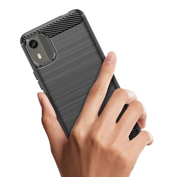 Etui silikonowe Carbon Case do Nokia C12/Nokia C12 Pro/Nokia C12 Plus - czarne