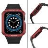Protect Strap Band opaska z etui do Apple Watch 7 / 6 / 5 / 4 / 3 / 2 / SE (41 / 40 / 38mm) obudowa pancerny pokrowiec na zegarek czarny / czerwony