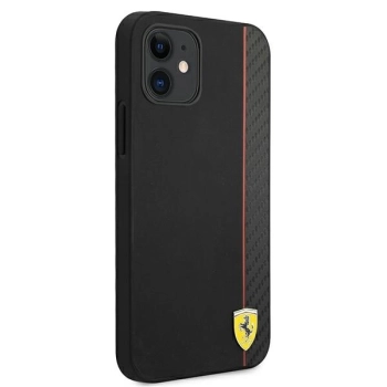 Etui Ferrari On Track Carbon Stripe na iPhone 12 mini - czarne