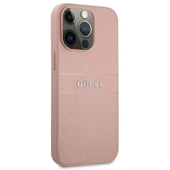 Etui Guess Saffiano Stripe na iPhone 13 Pro Max - różowe