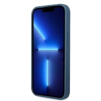 Etui Guess 4G Triangle Logo Cardslot na iPhone 13 mini - niebieskie