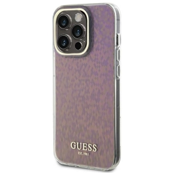 Etui Guess IML Faceted Mirror Disco Iridescent do iPhone 15 Pro - różowe
