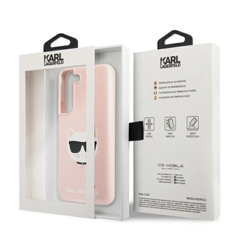 Etui Karl Lagerfeld Silicone Choupette Head na Samsung Galaxy S22+ - różowe