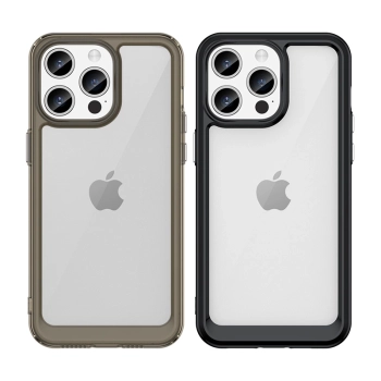 Wzmocnione etui z elastyczną ramką do iPhone 15 Pro Max Outer Space - czerwone