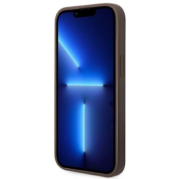Etui Guess 4G Stripe Collection na iPhone 14 Plus - brązowe