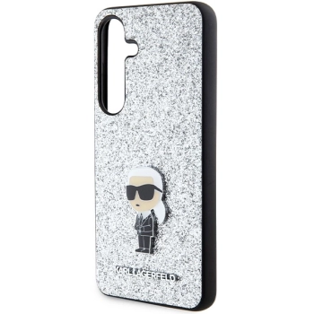 Etui Karl Lagerfeld Fixed Glitter Ikonik Logo Metal Pin na Samsung Galaxy S24+ - srebrne