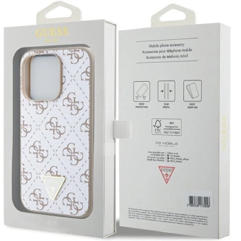 Etui Guess 4G Triangle Metal Logo na iPhone 15 Pro - białe