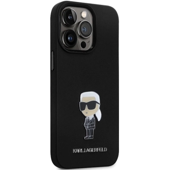 Etui Karl Lagerfeld Silicone Ikonik Metal Pin na iPhone 14 Pro - czarne
