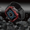 Protect Strap Band opaska z etui do Apple Watch 7 / 6 / 5 / 4 / 3 / 2 / SE (41 / 40 / 38mm) obudowa pancerny pokrowiec na zegarek czarny / czerwony