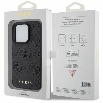Etui Guess Leather 4G Stamped na iPhone 15 Pro Max - czarne