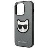 Etui Karl Lagerfeld Saffiano Choupette Head Patch na iPhone 14 Pro Max - srebrne