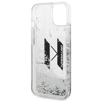 Etui Karl Lagerfeld Liquid Glitter Big KL na iPhone 14 Plus - srebrne