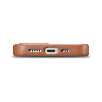 iCarer Case Leather pokrowiec etui z naturalnej skóry do iPhone 14 Plus brązowy (kompatybilne z MagSafe)