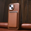 iCarer CE Oil Wax Premium Leather Folio Case skórzane etui iPhone 14 z klapką magnetyczne MagSafe brązowy (AKI14220705-BN)