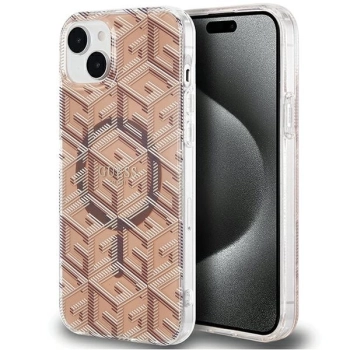 Etui Guess IML GCube MagSafe na iPhone 15 Plus / 14 Plus - brązowe