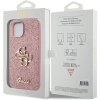Etui Guess Glitter Script Big 4G na iPhone 15 - różowe