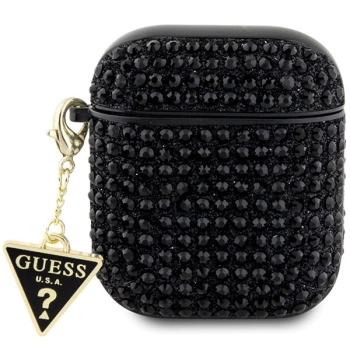 Etui Guess Rhinestone Triangle Charm na AirPods 1/2 - czarne