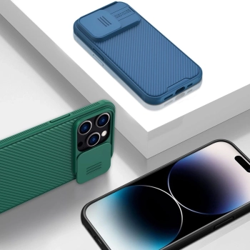 Nillkin CamShield Pro Case etui iPhone 14 Pro pancerny pokrowiec osłona na aparat kamerę zielony