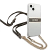 Etui Guess 4G Brown Strap Gold Chain na iPhone 13 - przezroczyste