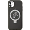 Etui Karl Lagerfeld Ring Stand Karl&Choupettte MagSafe na iPhone 11 / Xr - czarne
