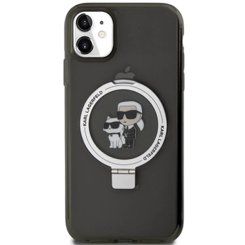 Etui Karl Lagerfeld Ring Stand Karl&Choupettte MagSafe na iPhone 11 / Xr - czarne