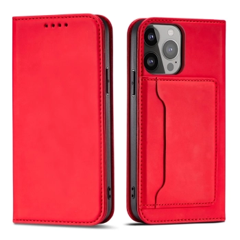 Magnet Card Case etui do iPhone 13 mini pokrowiec portfel na karty kartę podstawka czerwony