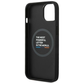 Etui BMW Leather Stamp Tricolor MagSafe na iPhone 14 Plus - czarne