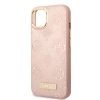Etui Guess Peony Logo Plate MagSafe na iPhone 13 - różowe