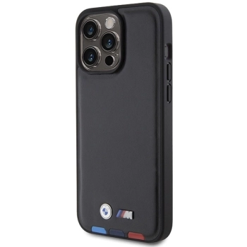 Etui BMW Leather Stamp Tricolor do iPhone 15 Pro Max - czarne