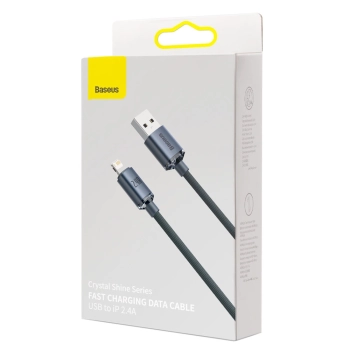 Baseus Crystal Shine Series kabel przewód USB do szybkiego ładowania i transferu danych USB Typ A - Lightning 2,4A 2m czarny (CAJY000101)