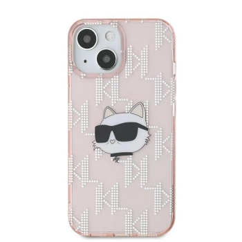 Etui Karl Lagerfeld IML Choupette Head & Monogram na iPhone 13 - różowe