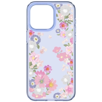 Etui Spigen Liquid Crystal na iPhone 15 Pro - różowo-niebieskie kwiaty