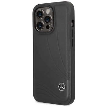 Etui Mercedes Leather Wave Patern na iPhone 14 Pro Max - czarne