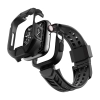 Kingxbar CYF136 2w1 pancerne etui Apple Watch SE, 6, 5, 4 (44 mm) ze stali nierdzewnej z paskiem czarne