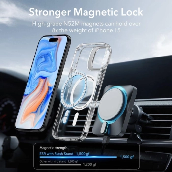Etui ESR Classic Kickstand Halolock z MagSafe na iPhone 15 - przezroczyste