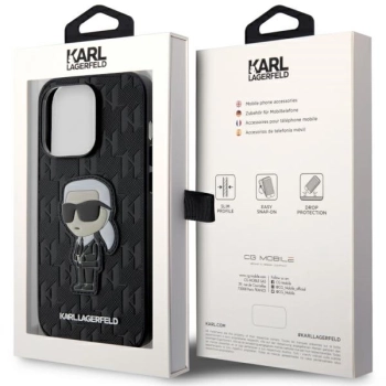 Etui Karl Lagerfeld Saffiano Monogram Ikonik na iPhone 14 Pro - czarne