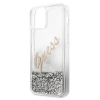 Etui Guess Glitter Vintage Script na iPhone 12 mini - srebrne
