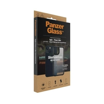 Etui PanzerGlass ClearCase antybakteryjne z certyfikatem Military Grade na iPhone 13 mini - przezroczysto-czarne